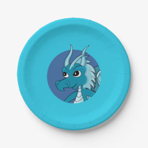 Prato De Papel Desenhos animados azuis do dragão