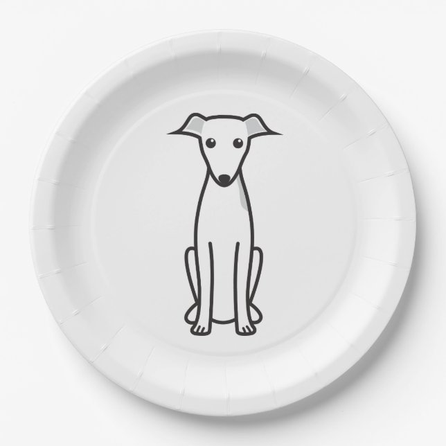 Prato De Papel Desenhos animados do cão do galgo italiano (Frente)