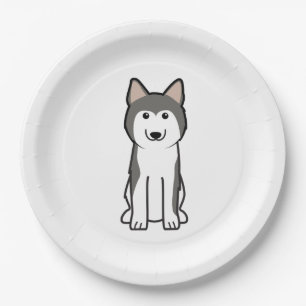 Prato De Papel Desenhos animados do cão do rouco Siberian