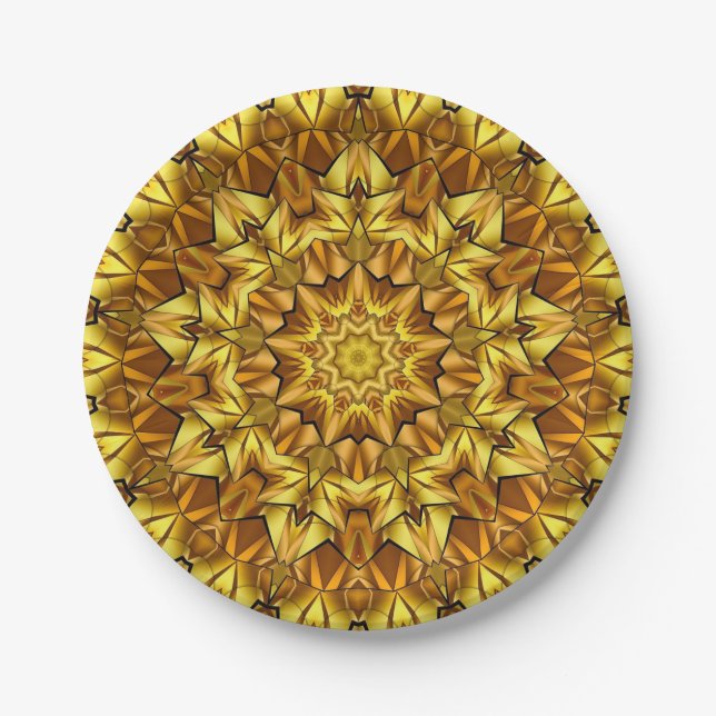 Prato De Papel Design abstrato antigo do ouro Mandala - 63495 (Frente)