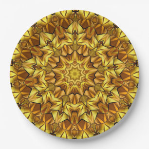 Prato De Papel Design abstrato antigo do ouro Mandala - 63495