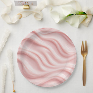 Prato De Papel Design Abstrato Creme Rosa