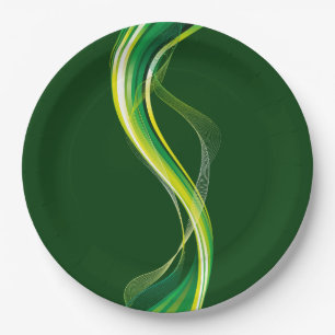 Prato De Papel Design abstrato de onda verde vertical-34534