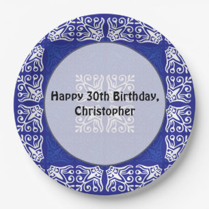 Prato De Papel Design azul do Bandana
