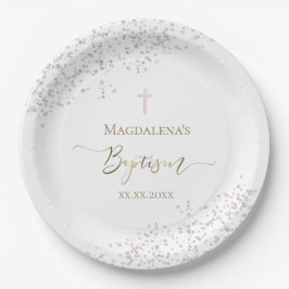 Prato De Papel design Baptismo confetti glitter
