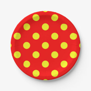 Prato De Papel Design Bolinhas Amarelo-Vermelho