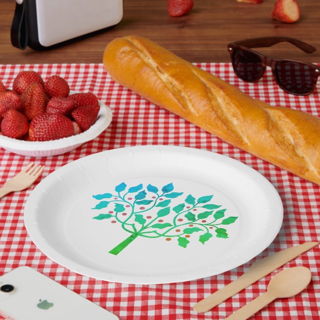 Prato De Papel Design da árvore de baga Holly (Piquenique)