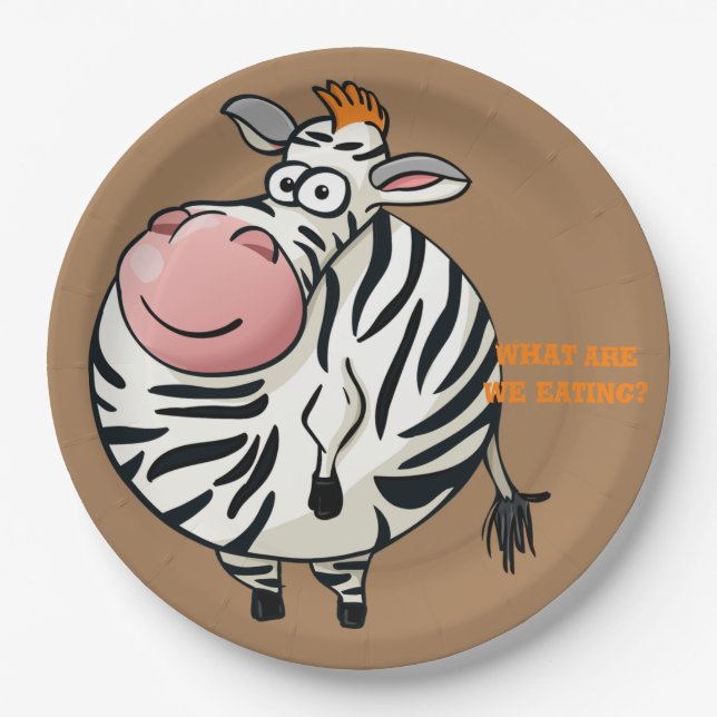 Prato De Papel Design de Cartoon Zebra Doce (Frente)