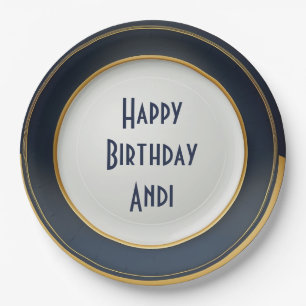 Prato De Papel Design de cerâmica moderna japonesa azul e Dourada