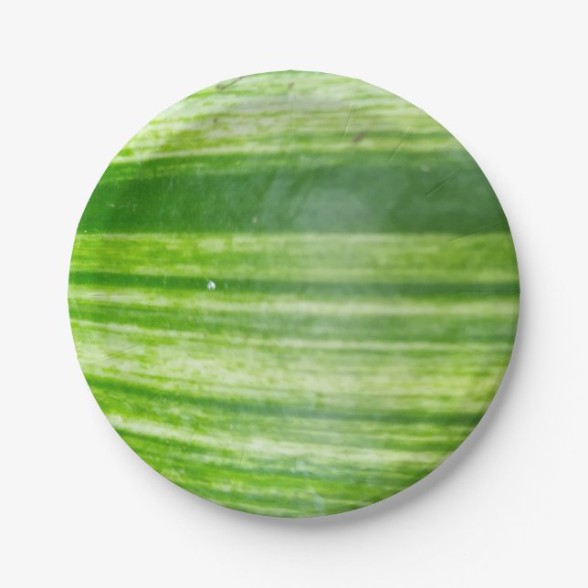 Prato De Papel design de folha natural de 7 polegadas em verde es (Frente)