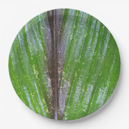 Prato De Papel Design de Folha Verde Preta e Turmérica - Redonda 