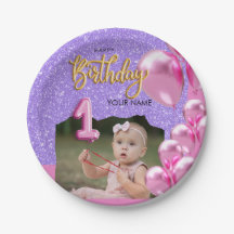 Design de Foto de Aniversário de Um Ano de Menina