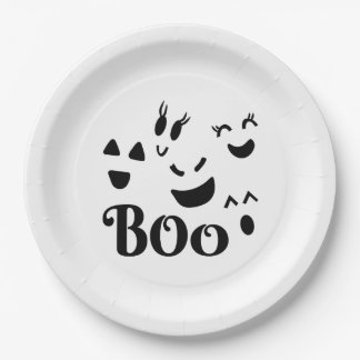 Prato De Papel Design de Halloween Caprichoso com Fantasma e 'Boo