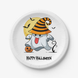 Prato De Papel Design de Halloween fantasma bonito