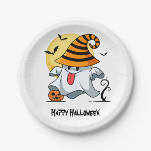 Prato De Papel Design de Halloween fantasma bonito