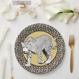 Prato De Papel Design de impressão em todo o leopardo