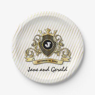 Prato De Papel Design de Monograma Elegante Personalizado Minimal