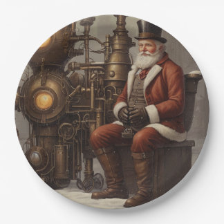 Prato De Papel Design de Natal Santa Claus Steampunk
