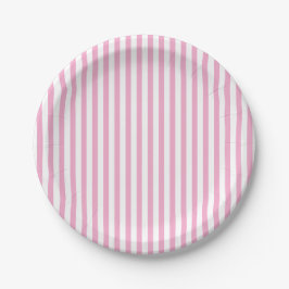 Prato De Papel Design de padrão de listra vertical rosa branco