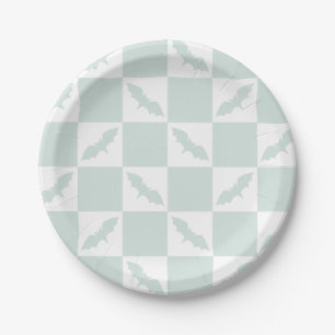 Prato De Papel Design de Verificação Verde da Casa Mint com Bats