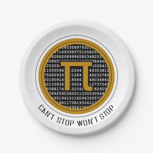 Prato De Papel Design do Círculo de Pi Day (Frente)