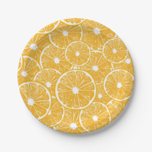 Prato De Papel Design do padrão das fatias laranja
