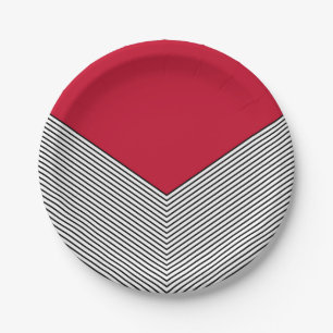 Prato De Papel Design e triângulo vermelho, preto e branco