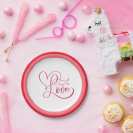 Prato De Papel Design Fofo de Amor Rosa