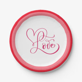 Prato De Papel Design Fofo de Amor Rosa