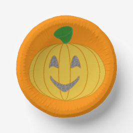 Prato De Papel Design Halloween Laranja Cheio de Pumpkin