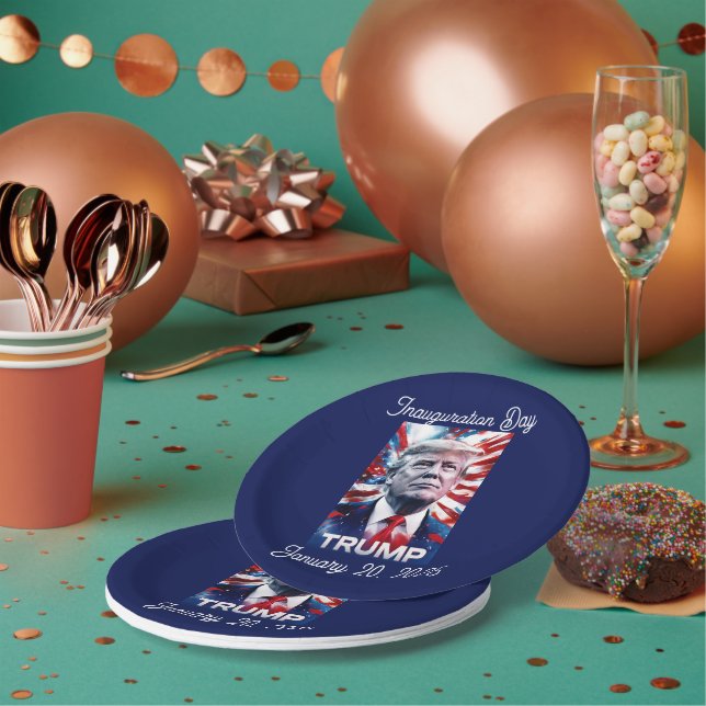 Prato De Papel Design Patriótico Personalizável do Partido Trump  (Múltiplo)