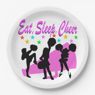 PRATO DE PAPEL DESIGN PINK MEGAPHONE CHEERLEADING