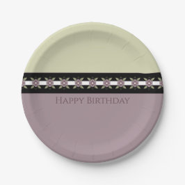 Prato De Papel Designer Acentuado Floral Roxo Esmaecido Rodado