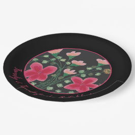 Prato De Papel Designer de Árvore Flor Rosa