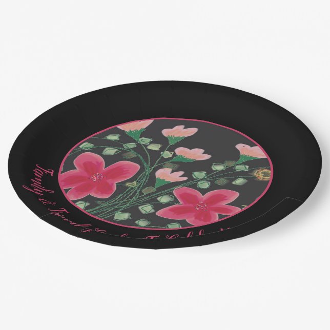 Prato De Papel Designer de Árvore Flor Rosa (Inclinado)