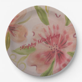 Prato De Papel Designer Floral de Aquarela