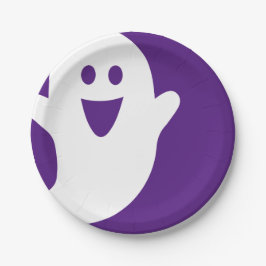 Prato De Papel Designer Halloween, Fantasma em Roxo