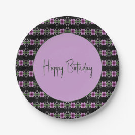 Prato De Papel Designer Mauve E Black Round