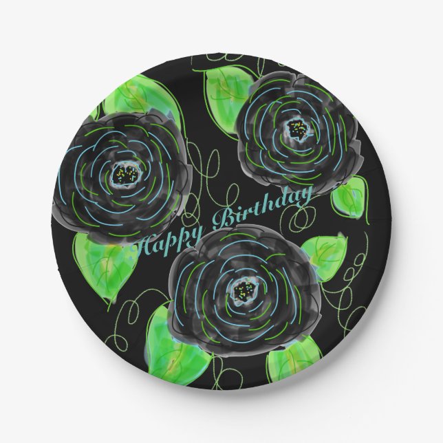 Prato De Papel Designer Padrão do Artsy Rosa (Frente)