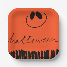 Prato De Papel Designs de Halloween em laranja