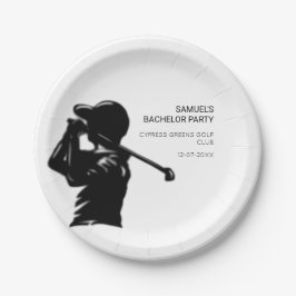 Prato De Papel Despedida de solteiro de Golfe Negro