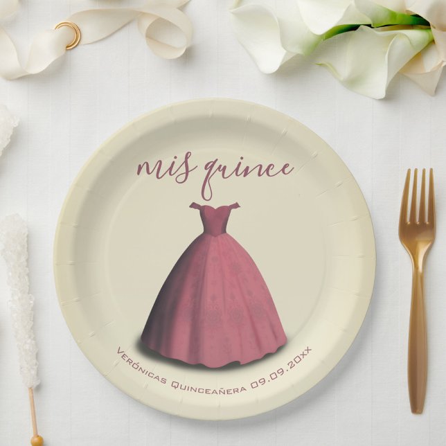 Prato De Papel Desvio de mesa Quinceañera mis quince (Criador carregado)