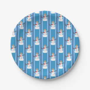 Prato De Papel Detetive Blue Snowman, divertido e Rico