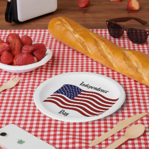 Prato De Papel Dia da Independência/Bandeira Americana