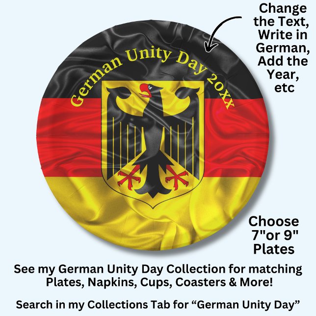 Prato De Papel Dia da Unidade Alemã, Dia Nacional da Alemanha 7" (Criador carregado)