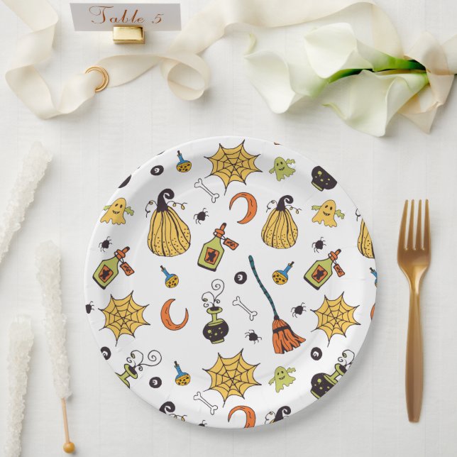 Prato De Papel Dia das Bruxas Amarelo e Verde (Casamento)