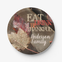 Prato De Papel Dia de Ação de Graças Coma Bebida Seja Uma Foto Rú