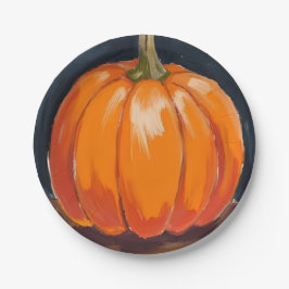 Prato De Papel Dia de Ação de Graças de Pumpkin Laranja