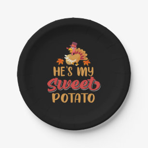 Prato De Papel Dia de Ação de Graças Ele É Meu Batata Doce