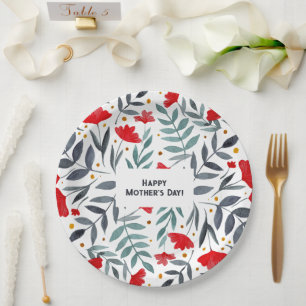 Prato De Papel Dia de as mães de Jardim de Aquarela Magnética